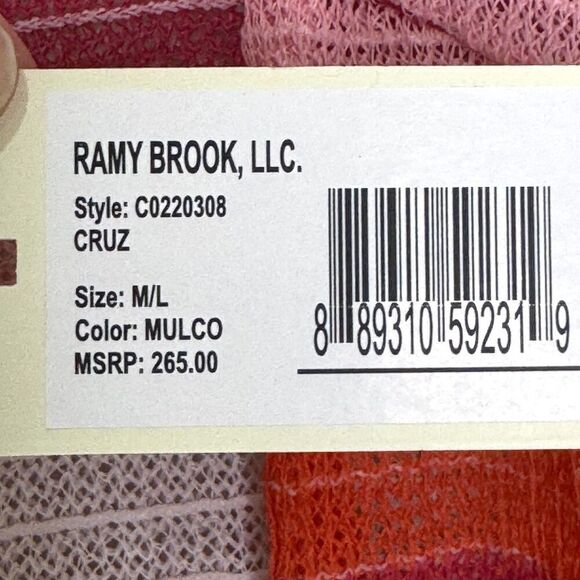 Ramy Brook Dress Womens Medium Large Cruz Striped Knit Tassel Boho Coverup - Picture 4 of 8